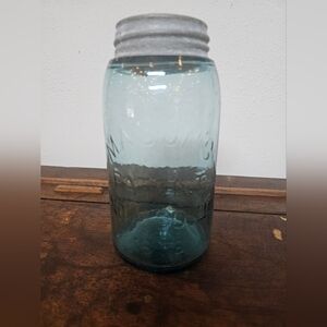 Vintage Blue Glass Mason Jar